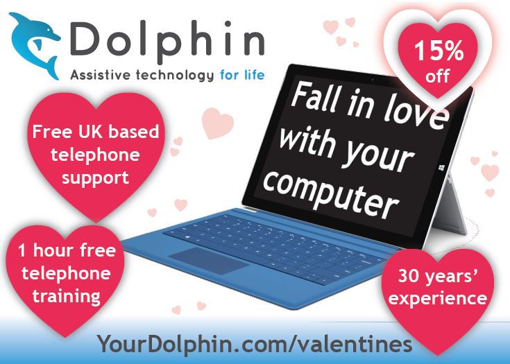 Laptop with the words "Fall in love with your computer" on the screen.